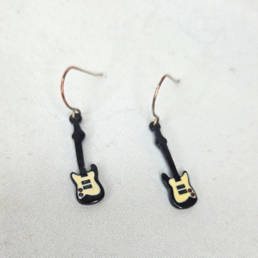 Vintage Y2k CLAIRES Guitar Shaped Earrings Dangly Alternative Cute